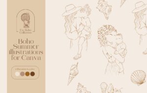 Boho summer illustrations for Canva by Santed Collective