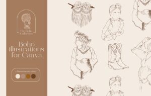 Boho illustrations Canva pack by Santed Collective