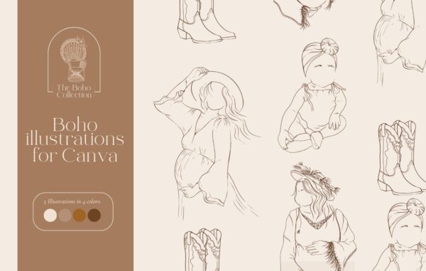 Boho illustrations Canva pack by Santed Collective