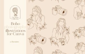 Boho photography illustrations for Canva by Santed Collective