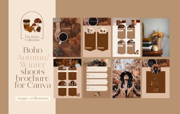 Boho Autumn/Winter Shoots brochure for Canva