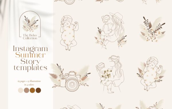 Instagram Summer Story Canva templates – Boho Collection (English)